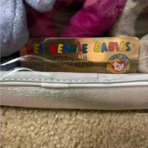 Ty Beanie Babies Millennium Bear Plush Toy - Purple, Tan, Pinkish Purple 2000 - Picture 7 of 8